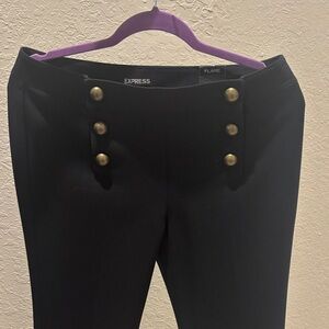 Express Black Sailor-Button Flare Pants